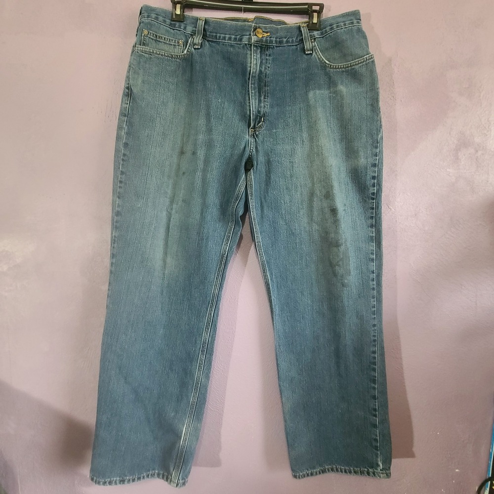 Carhartt Relaxed Fit Jeans Men 42x32 Blue Denim BD1483-M Workwear Triple Stitch